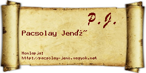 Pacsolay Jenő névjegykártya
